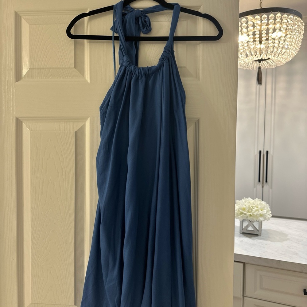 NWT Elan Blue Midi Halter Dress